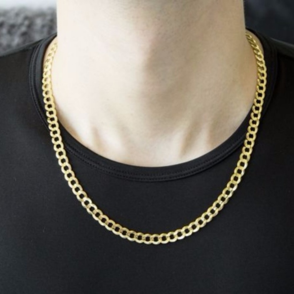 3.4mm 14K YELLOW GOLD CUBAN LINK NECKLACE 20"CHAIN